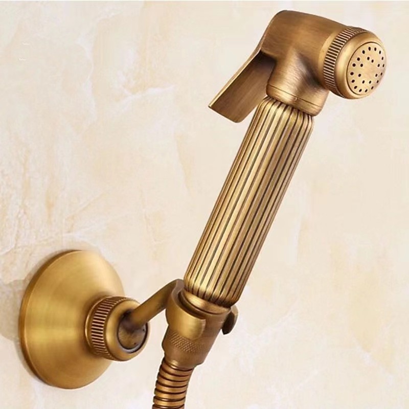 Bathroom Handheld Shower Bidet Shattaf Sprayer Set Wall Mount Brass Gold Toilet Hand Held Bidet Shower Spray Wall Bracket Hose Diaper Cleaning 2025 - CAD $71.99 –P3