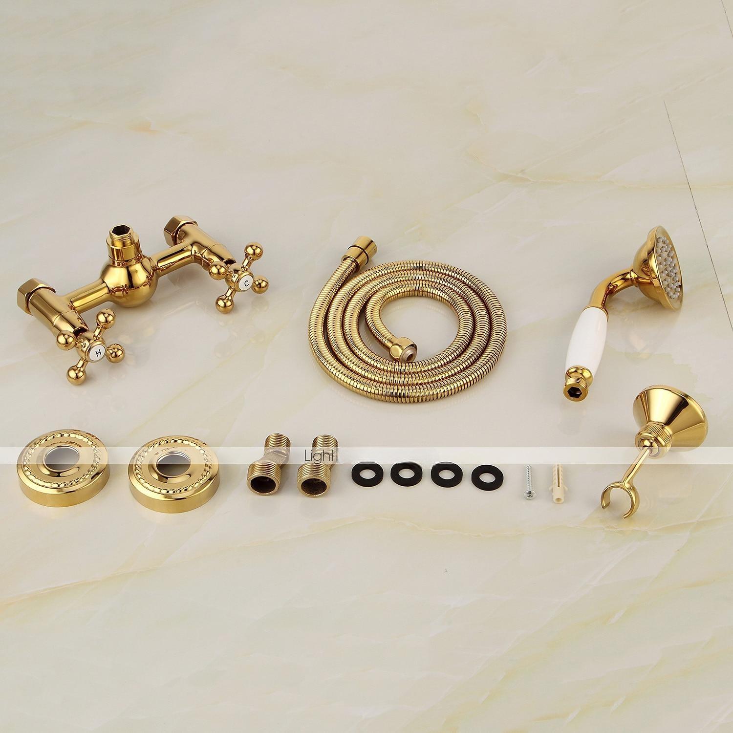 Shower Faucet Set Handshower Included Vintage Style/Country Brass/Electroplated Mount Outside Ceramic Valve Bath Shower 2025 - CAD $143.99 –P1
