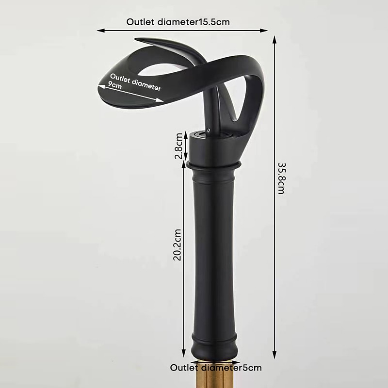 Bathroom Sink Faucet Waterfall Spout, Brass Mixer Basin Taps, Single Handle One Hole Bath Taps Painted Finishes Tall Body Modern Style 2025 - CAD $175.89 –P2