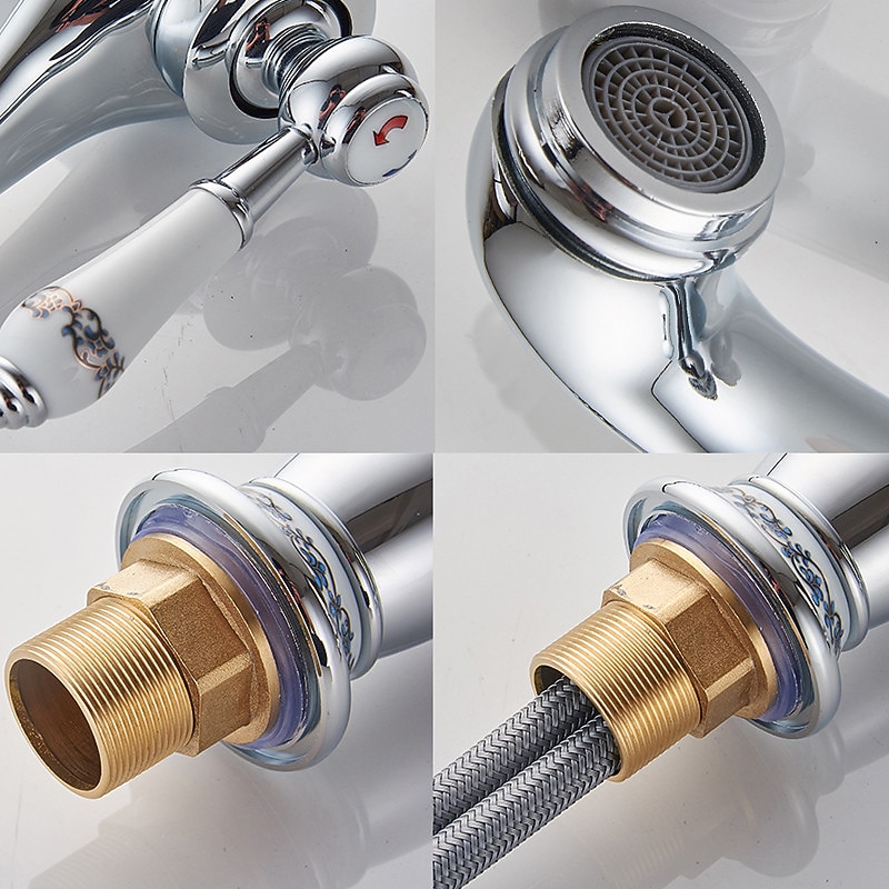 Brass Bathroom Sink Faucet,Ti-PVD Finish Single Handle One Hole Bath Taps with Hot and Cold Switch and Ceramic Valve 2025 - CAD $84.99 –P3