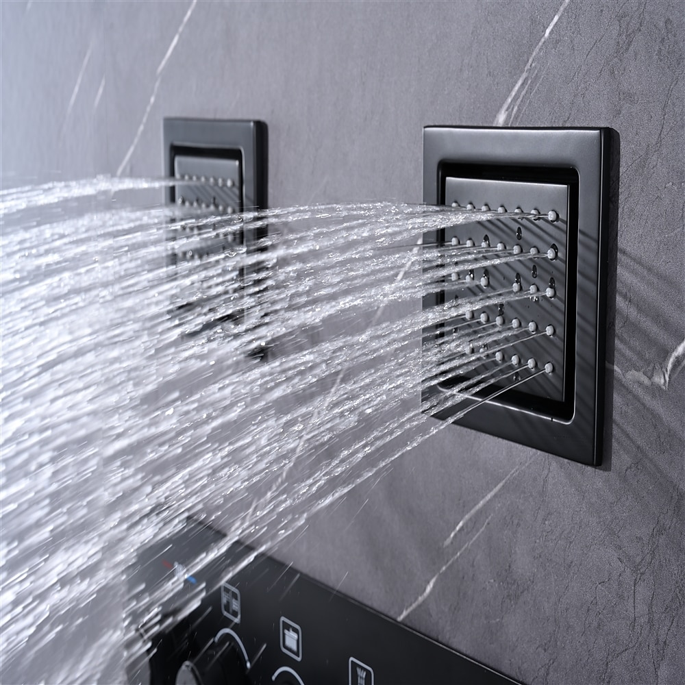 Shower FaucetRainfall Shower System 5-Function Thermostatic Mixer valve Body Jet Massage Set Rainfall Shower Multi Spray Shower Waterfall Contemporary Painted Finishes Mount Inside Brass Valve 2025 - CAD $1275.99 –P11