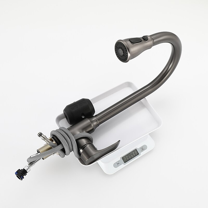 Kitchen Faucet with Pull-out SpraySingle Handle One Hole Brass High Arc 3-Modes Minimalist Style Kitchen Taps(Gun Grey/Black/Chrome) 2025 - CAD $119.99 –P7