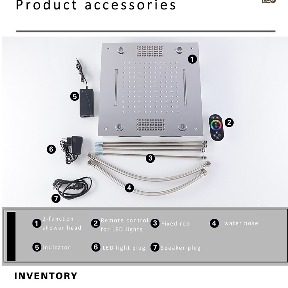Shower FaucetRainfall Shower Head LED Waterfall Rain Contemporary Chrome/Painted Finishes Ceiling Mounted Bath Showerhead for Shower Room Bluetooth Remote Control Bathroom Plumbing Accessories 2025 - CAD $797.99 –P16