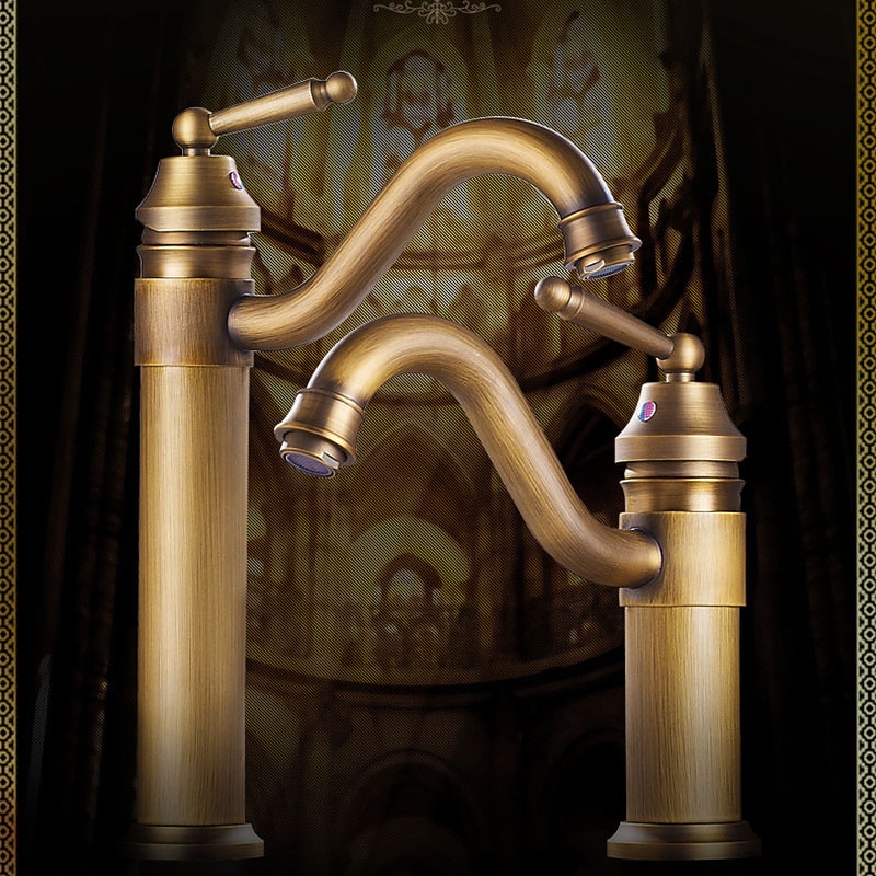 Antique ORB Black Bathroom Sink Faucet,FaucetSet Centerset Single Handle One Hole Bath Taps with Hot and Cold Switch 2025 - CAD $87.99 –P3