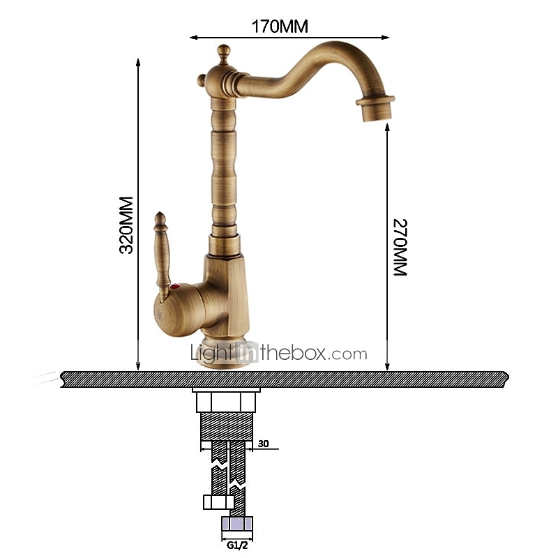 Kitchen Sink Mixer Faucet 360 Swivel Single Handle Spring Kitchen Taps Deck Mounted One Hole Brass Kitchen Sink Faucet Water Vessel Taps Retro Vintage 2025 - CAD $79.99 –P1