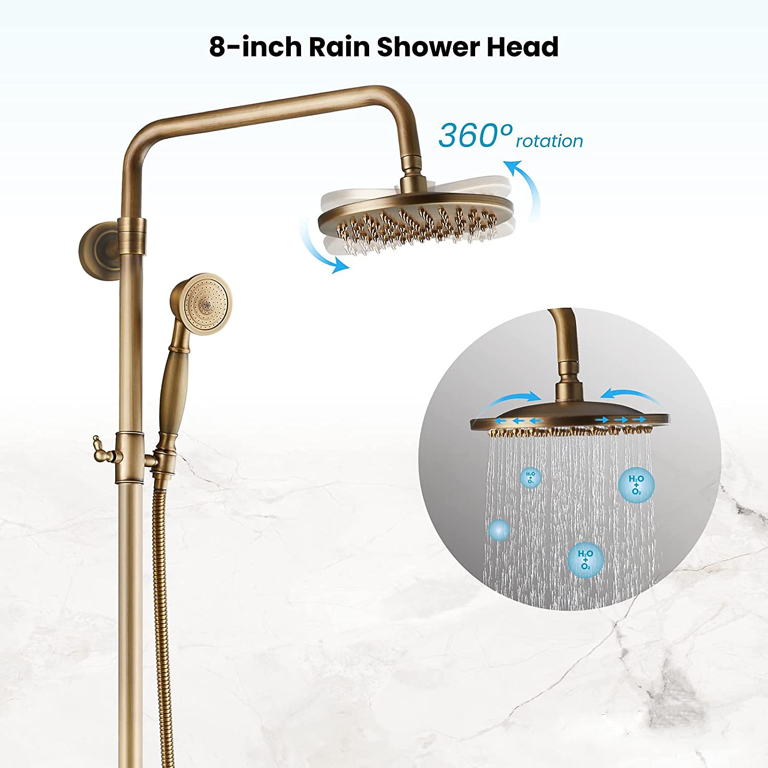 Shower FaucetBathroom Shower Fixture Brass Rainfall Shower Head Set with Tub Spout Shower Faucet and Handheld Spray Wall Mount Double Cross Handle with Cold/Hot Water 2025 - CAD $366.99 –P2