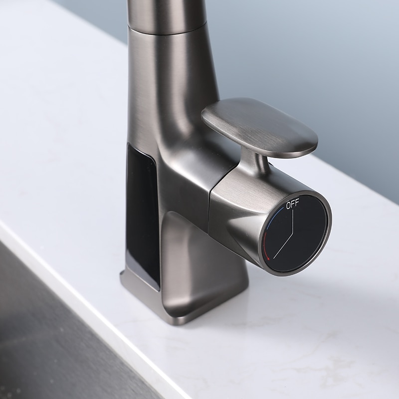 Waterfall Kitchen Faucet 2023 Latest Centerset Faucet for Kitchen Sink 3 in 1 Multi-functional Single Handle One Hole Pull out Cylinder Spout Kitchen Taps Ceramic Valve Insides 2025 - CAD $247.99 –P6