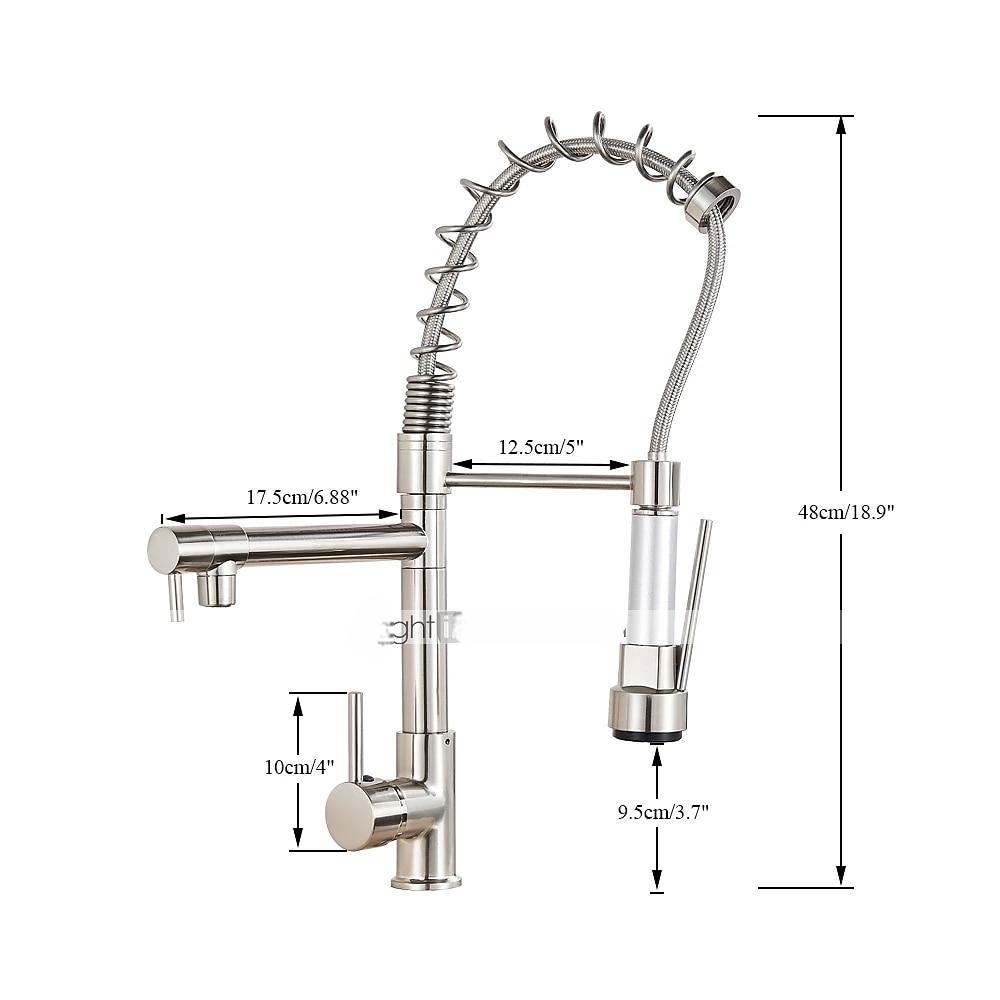 Kitchen FaucetBrass Chrome Deck Mounted Pullout Spray Contemporary Kitchen Taps with Hot and Cold Switch 2025 - CAD $143.99 –P7