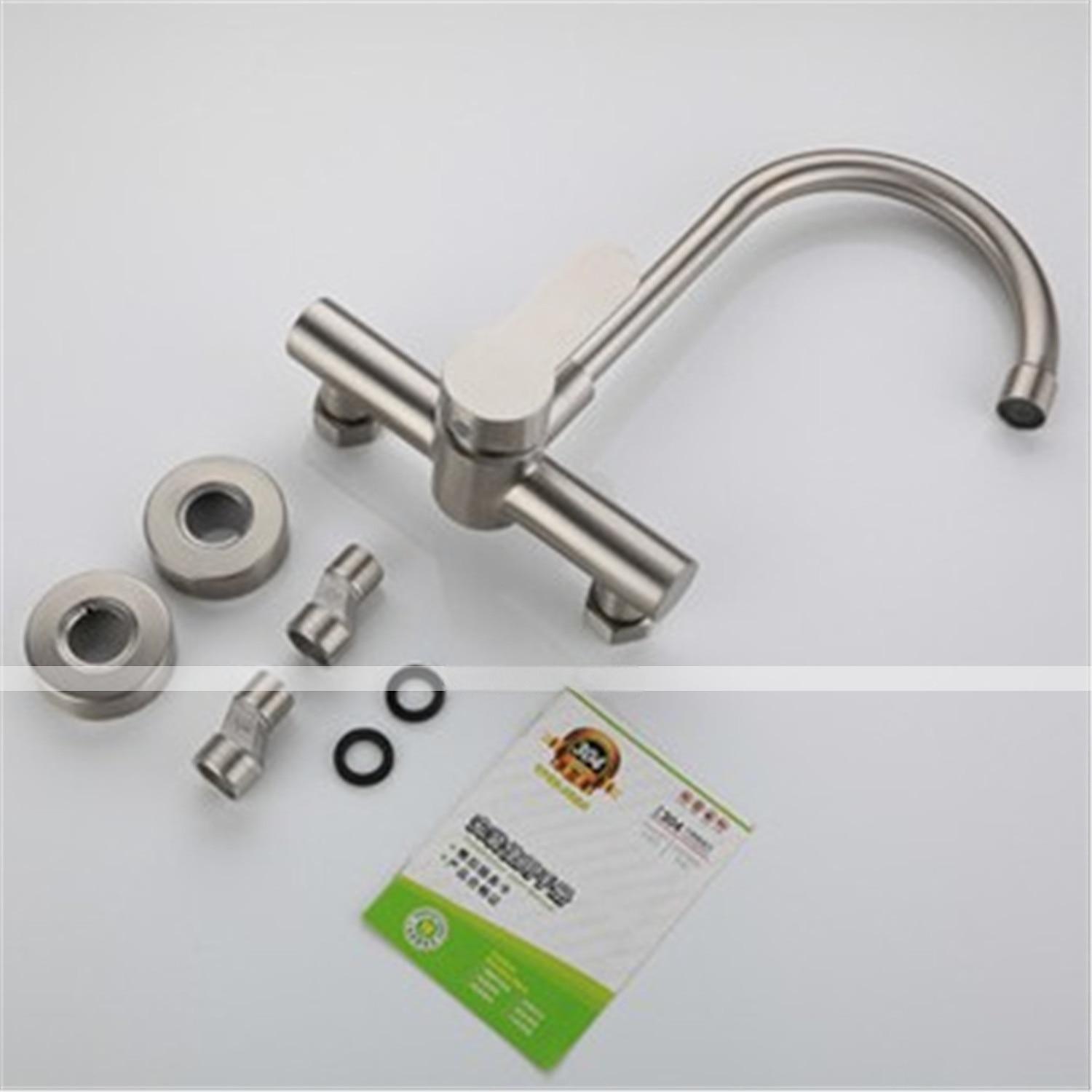 Kitchen FaucetStainless Steel Rotatable Wall Mounted Single Handle Two Holes Kitchen Taps with Hot and Cold Switch 2025 - CAD $79.99 –P5