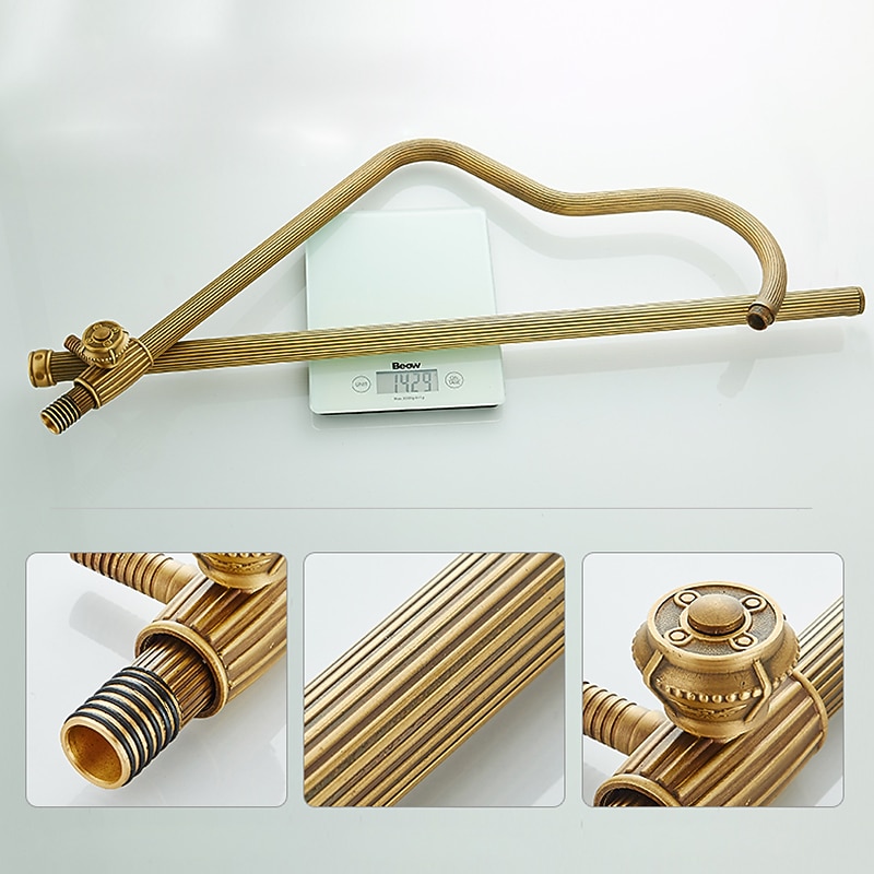 Shower FaucetRainfall Shower System Body Jet Massage Set - Handshower Included pullout Rainfall Shower Antique Vintage Style Antique Brass Mount Inside Brass Valve Bath Shower Mixer Taps 2025 - CAD $558.99 –P11