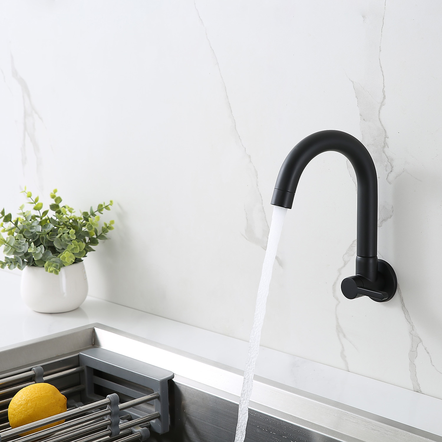Kitchen faucet - Single Handle One Hole Chrome / Nickel Brushed / Painted Finishes Bar /Prep Wall Mounted Contemporary Kitchen Taps for Cold or Hot Water Only 2025 - CAD $30.99 –P10
