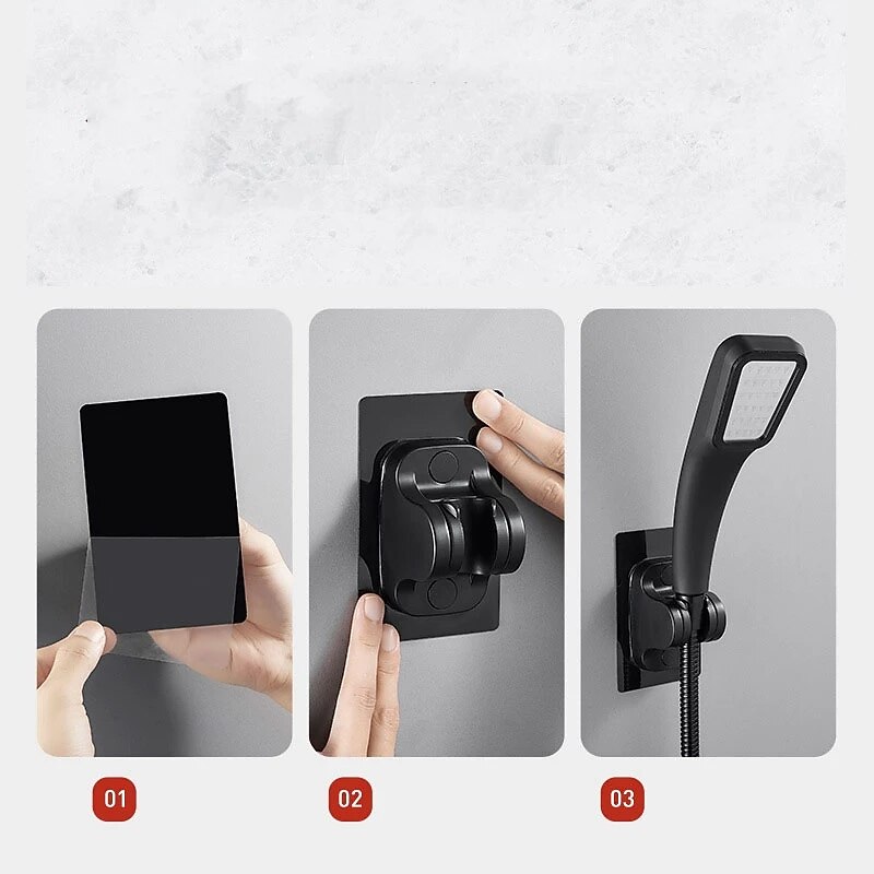 Shower Head Bracket No Drilling Holder 360° Adjustable Without Drilling ABS Wall Bracket Replacement Waterproof Attachment for Bathroom 2025 - CAD $3.99 –P7