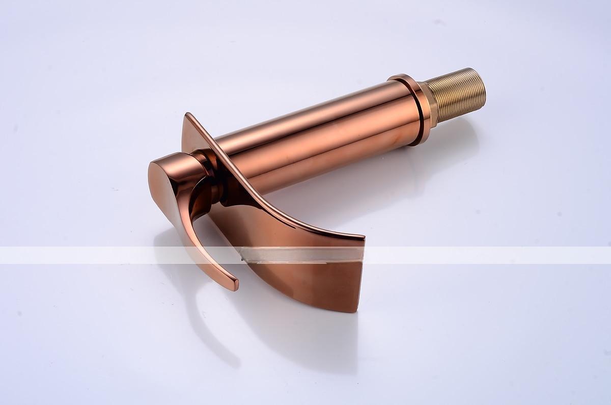 Bathroom Sink Faucet,Modern Style Single Handle Rose Golden One Hole Waterfall,Oil-rubbed Cooper with Drain and Brass Faucet Body with Hot and Cold Water and Pop-up Drain 2025 - CAD $111.99 –P6