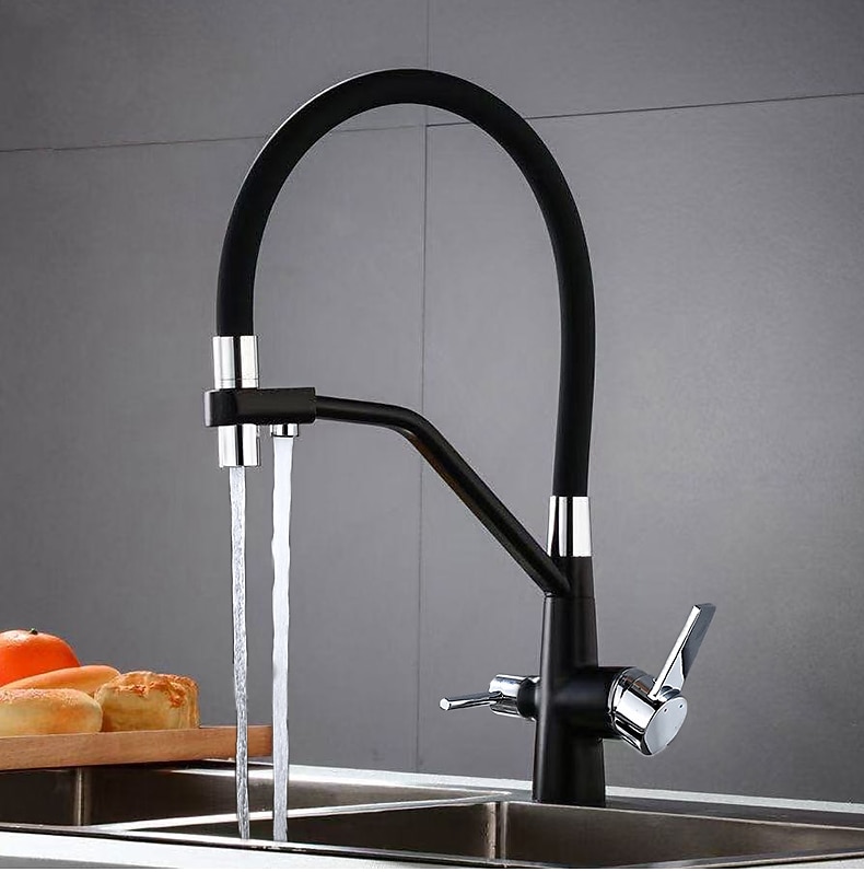 Kitchen faucet - Two Handles Two Holes Chrome / Oil-rubbed Bronze / Nickel Brushed Pull-out / ­Pull-down Centerset Antique Kitchen Taps 2025 - CAD $159.99 –P6