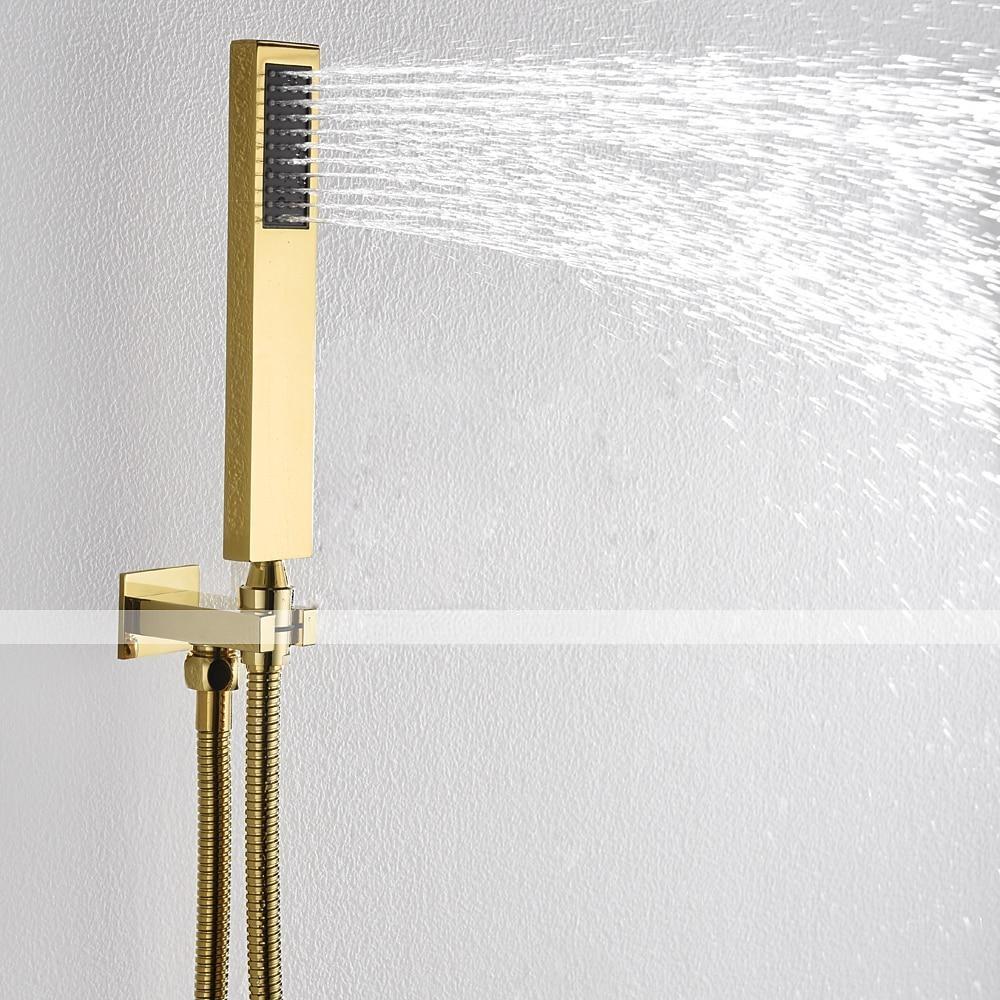 Shower Faucet8 Inch Gold Shower Faucets Sets Complete with Stainless Steel Shower Head Solid Brass Handshower and Rotary Nozzle Wall Mounted Installation Rainfall Shower Head System 2025 - CAD $398.99 –P4