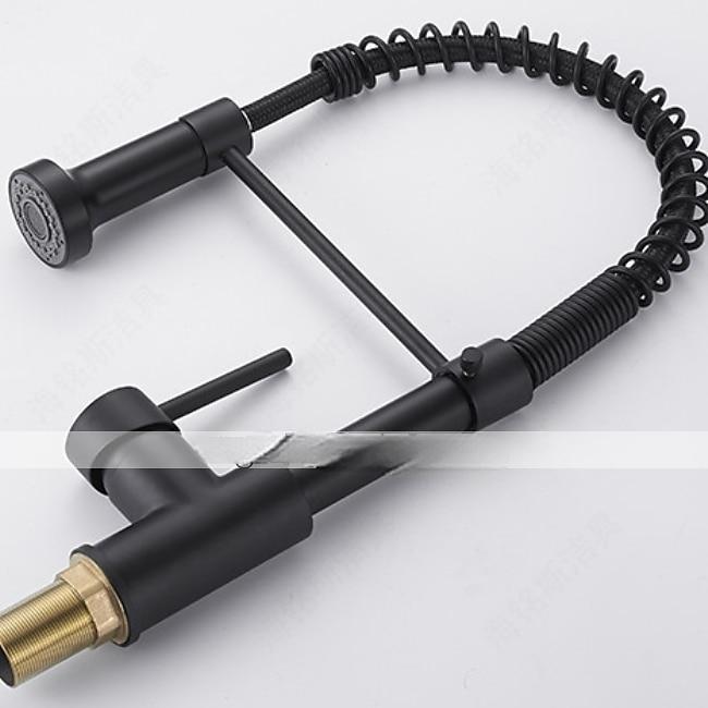 Kitchen Sink Mixer Faucet with Pull Down Sprayer 360 swivel High Arc Single Handle Spring Kitchen Taps Deck Mounted One Hole Brass Kitchen Sink Faucet Centerset Water Taps 2025 - CAD $103.99 –P9