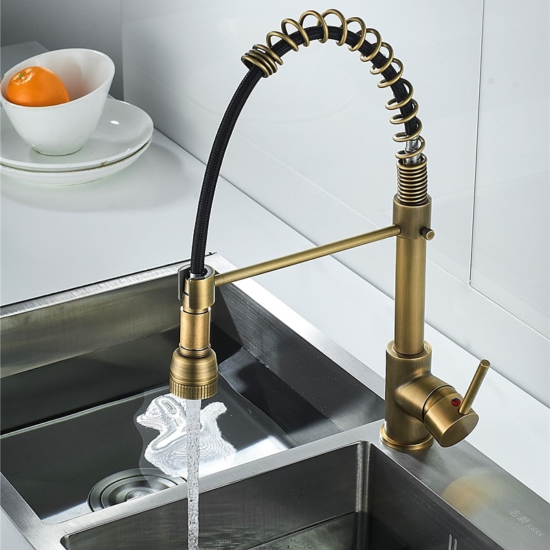 Kitchen FaucetBrass Pull-out/Pull-down Rotatable Single Handle One Hole Multi-function Water Mode Brass Kitchen Taps with Soap Dispenser 2025 - CAD $143.99 –P13