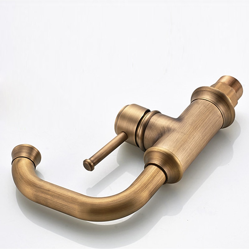 Bathroom Sink Mixer Faucet Vintage Deck Mounted, 360 Swivel Rotatable Single Handle One Hole Monobloc Washroom Basin Taps with Hot and Cold Water Hose Antique Brass ORB 2025 - CAD $111.99 –P6