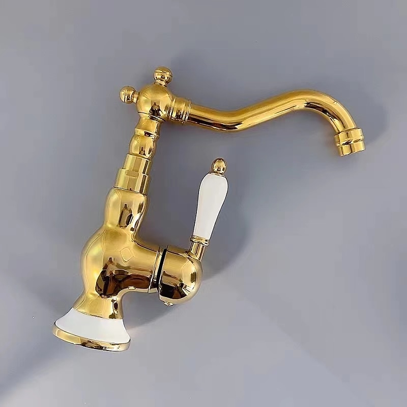 Mono Bathroom Sink Mixer Faucet Brass, Deck Mounted Single Lever Basin Taps Ceramic Handle Tap, One Hole Cold and Hot Hose Vessel Faucets 2025 - CAD $79.99 –P5