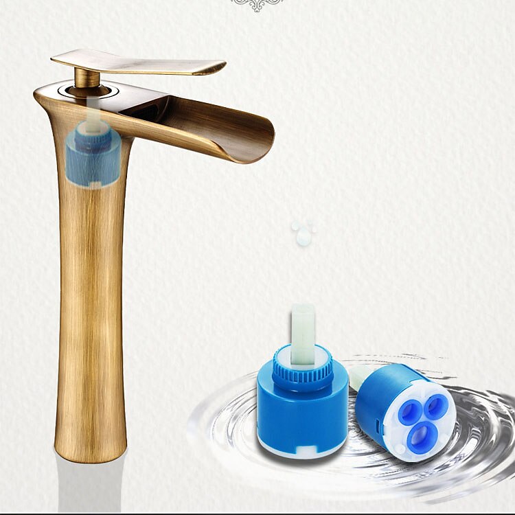 Bathroom Sink Faucet,Brass Waterfall Centerset Single Handle One Hole Bath Taps 2025 - CAD $119.99 –P2