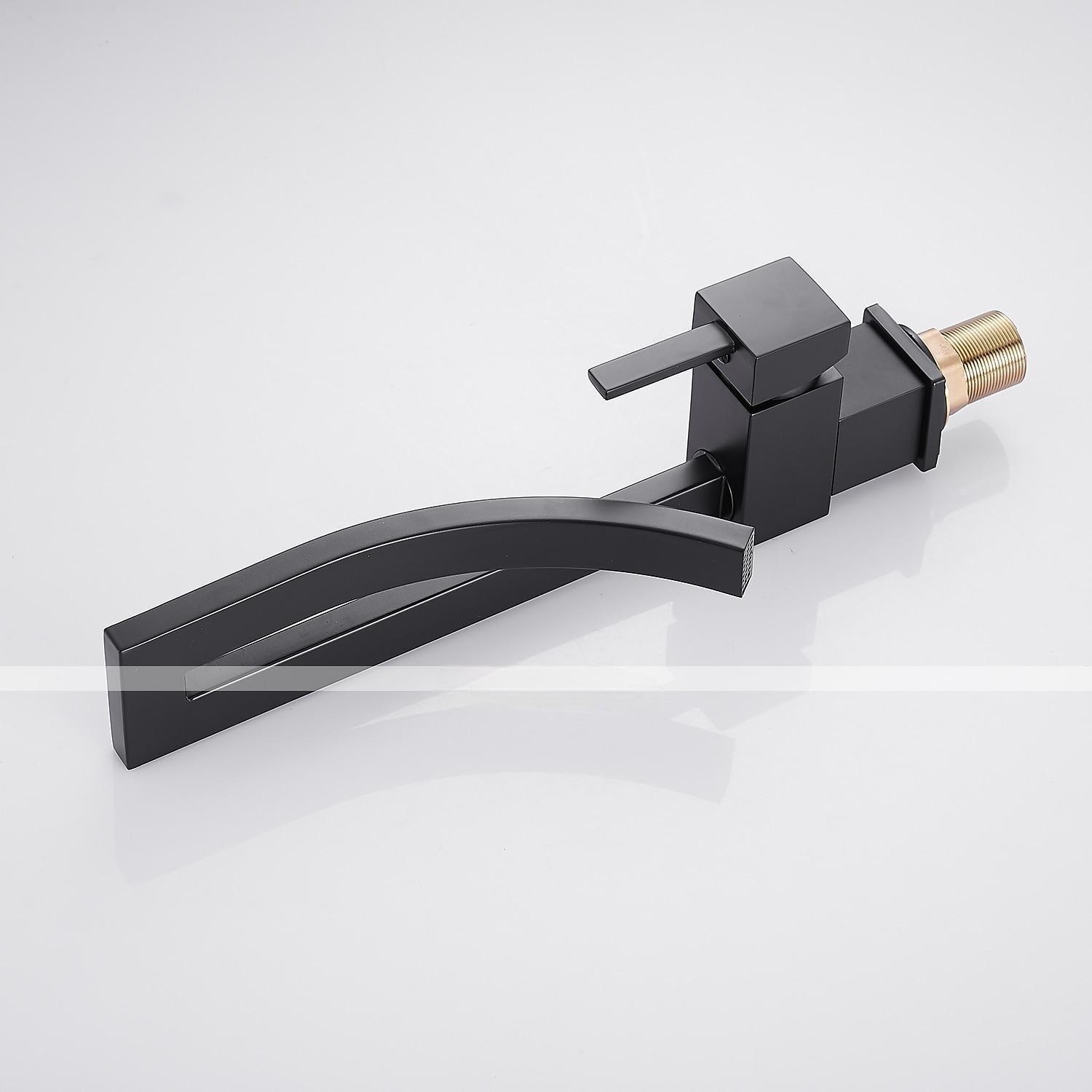 Waterfall Bathroom Sink Mixer Faucet, 360 Rotating Basin Vessel Tap Single Handle Irregular Creative Design Brushed Nickel/Chrome/Matte Black/Golden Sink Tap with Hot and Cold Water Hose 2025 - CAD $111.99 –P6