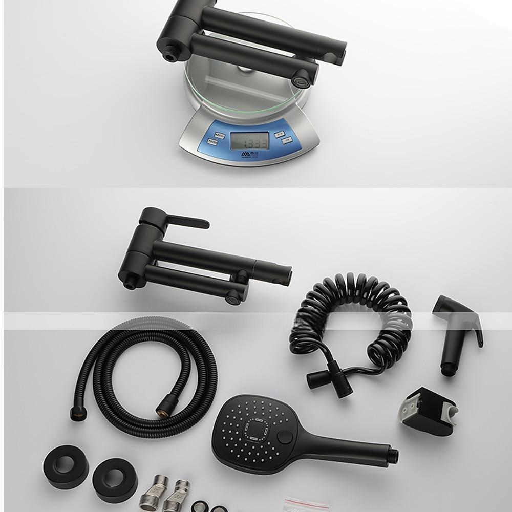 Bathtub Faucet Wall Mounted Black 3 Spout Bathroom Faucet Bath Roman Tub Filler Mixer Tap Brass with 2 Sprayer Bidet Sprayer 2025 - CAD $135.99 –P14