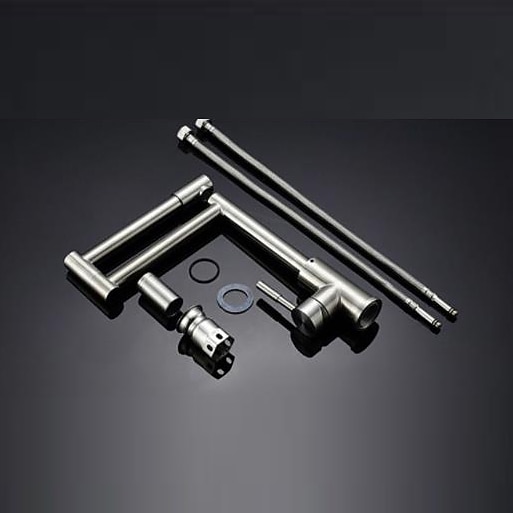 Kitchen FaucetModern Style Stainless Steel Single Handle One Hole Nickel Brushed Pot Filler Deck Mounted Retro Kitchen Taps With Hot and Cold Water 2025 - CAD $127.99 –P9