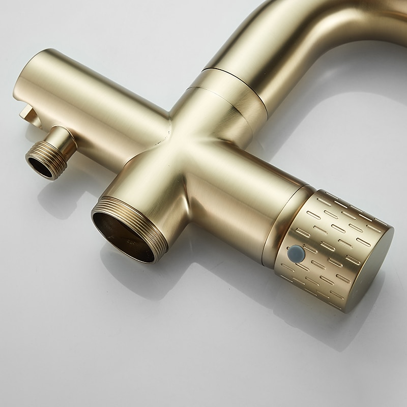Bathtub Faucet Floor Mount Freestanding Tub Filler Brass High Flow Shower Faucets with Handheld Shower Mixer Taps Swivel Spout(Gun Grey/Brushed Golden) 2025 - CAD $398.99 –P5