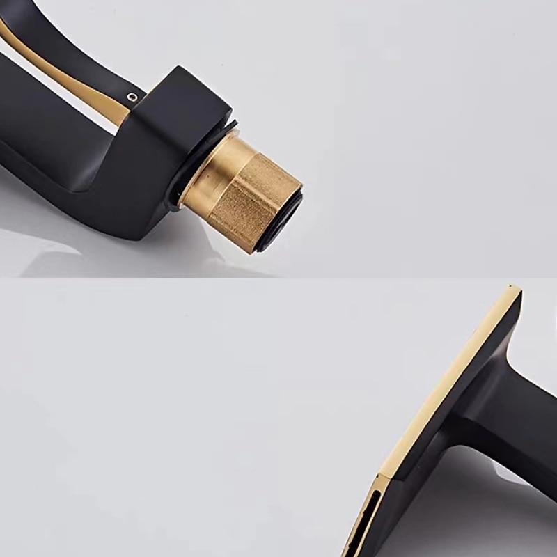 Waterfall Basin Sink Mixer Faucet, Brass Bathroom Taps Single Handle One Hole with Hot and Cold Hose Vessel Water Tap Deck Mounted 2025 - CAD $127.99 –P4