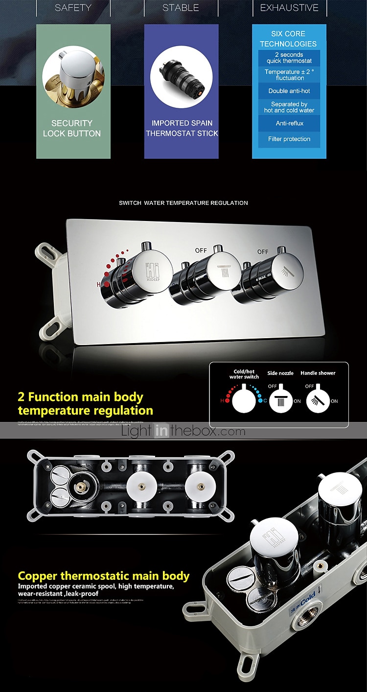 580*500 Chrome Shower Faucets Sets Complete with Stainless Steel Shower Head and Solid Brass Handshower Ceiling Mounted Rainfall Shower Head System Contain Shower Faucet Rough-in Valve Body and Trim 2025 - CAD $637.99 –P5