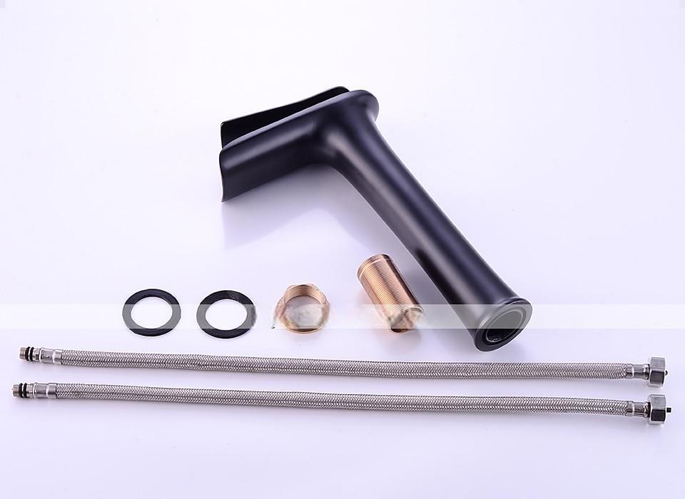 Brass Faucet Set,Waterfall Black Oxide Finish Deck Mounted Single Handle One Hole Bath Taps with Hot and Cold Switch 2025 - CAD $143.99 –P9