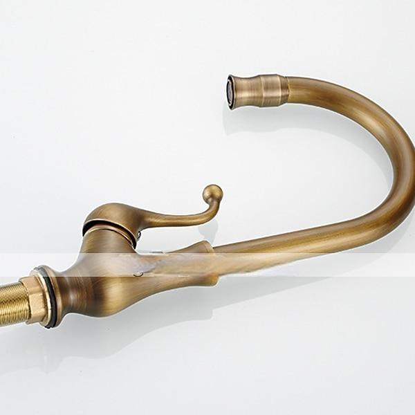 Kitchen FaucetAntique Brass Single Handle One Hole Standard Spout Centerset Contemporary Rotatable Kitchen Taps with Cold and Hot Switch 2025 - CAD $87.99 –P4