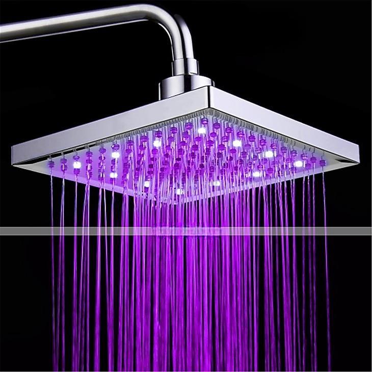 LED Tricolor Luminous Color Top Spray Shower Head With  Temperature /9 Inch Water Booster Top Spray (ABS Plating) 2025 - CAD $52.99 –P5