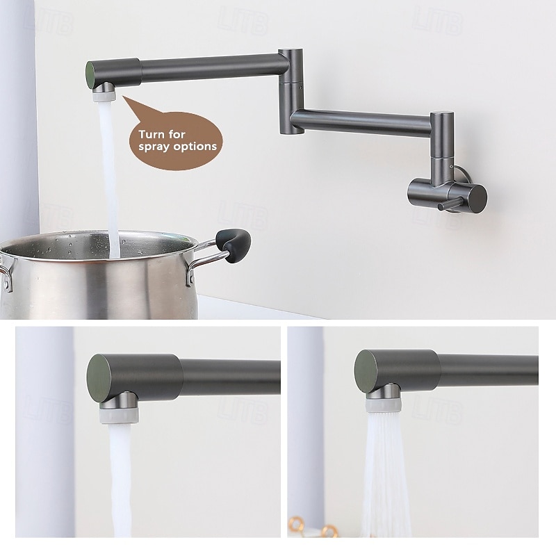 Kitchen faucet - Single Handle One Hole Nickel Brushed / Stainless Steel Standard Spout / Pot Filler Wall Mounted Modern Contemporary Kitchen Taps 2025 - CAD $143.99 –P4