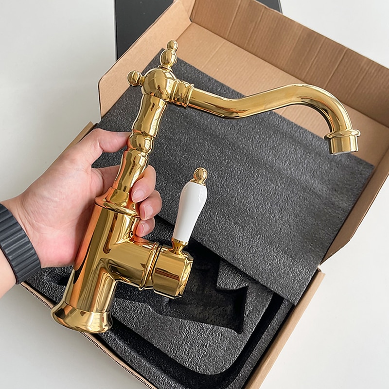 Kitchen faucet - Single Handle One Hole Electroplated Standard Spout Centerset Retro Vintage / Minimalist Kitchen Taps 2025 - CAD $119.99 –P5