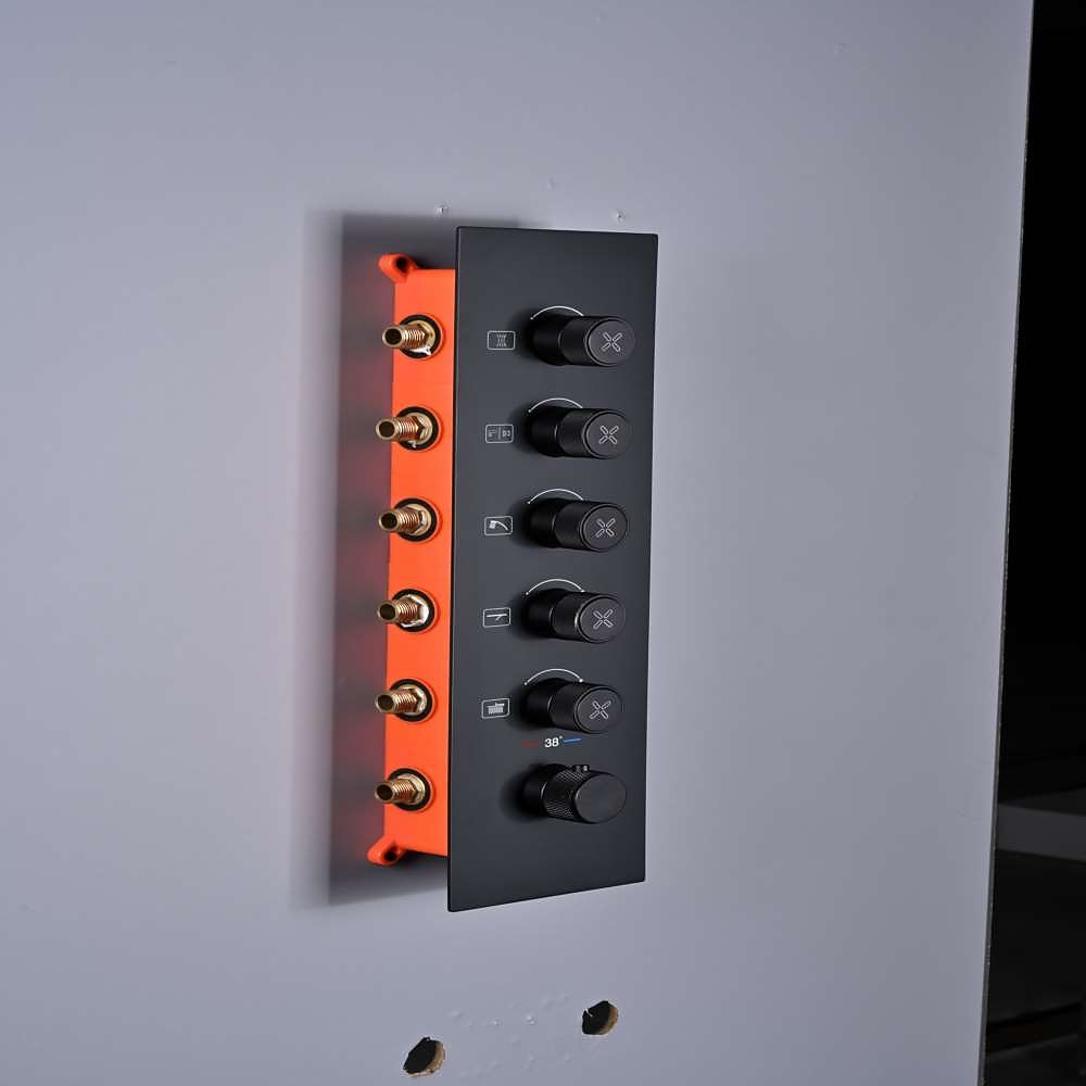 Shower FaucetRainfall Shower Head System / Thermostatic Mixer valve Set - Rainfall Shower Contemporary Painted Finishes Mount Inside Brass Valve Bath Shower Mixer Taps 2025 - CAD $956.99 –P9