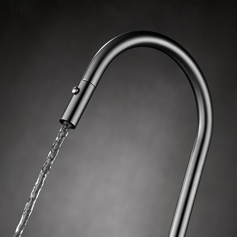 Kitchen faucet - Single Handle One Hole Chrome / Nickel Brushed / Electroplated Pull-out / Pull-down / Standard Spout / Tall / High Arc Centerset Modern Contemporary Kitchen Taps 2025 - CAD $207.97 –P5
