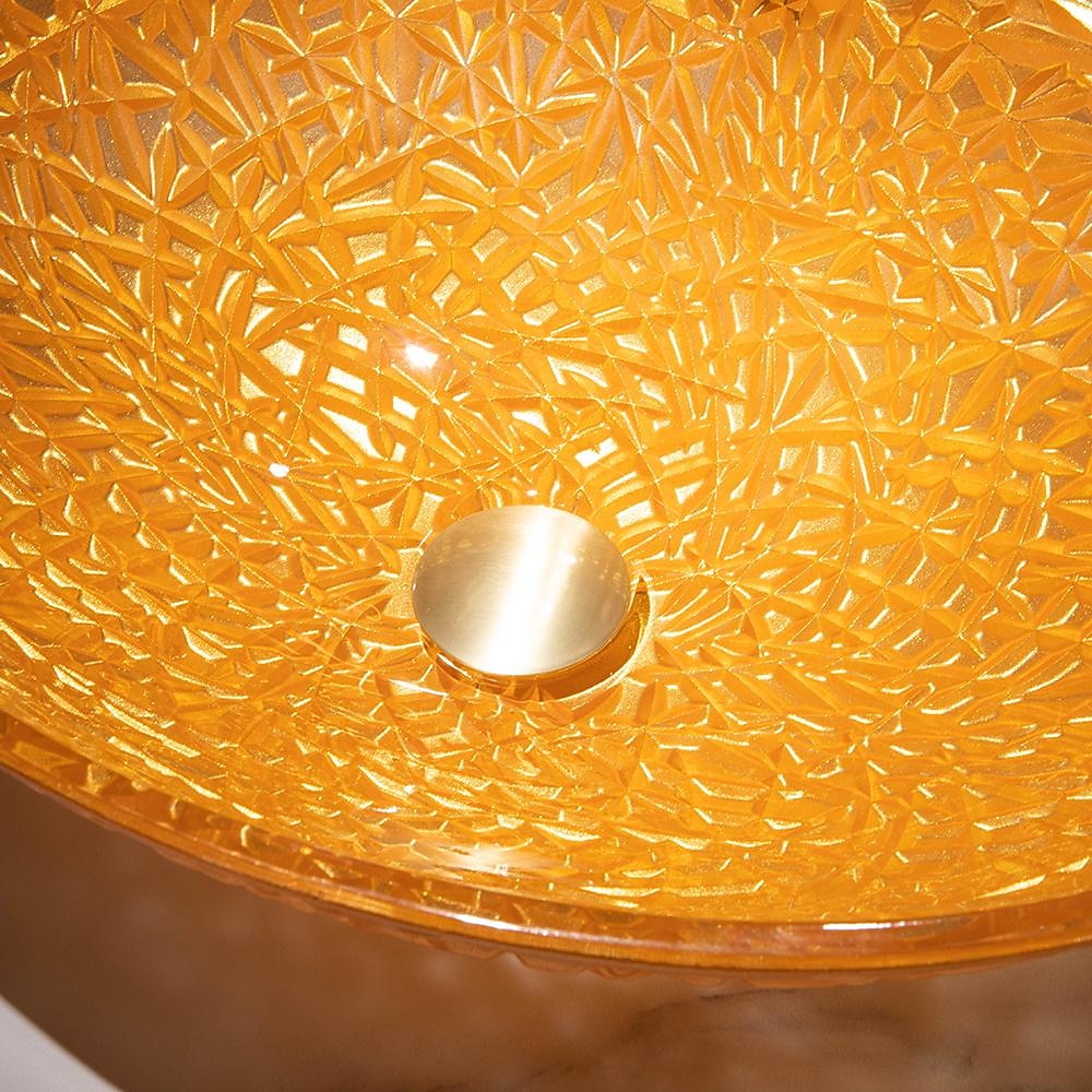 Modern Luxury Art Orange Oval Die Cast Glass Wash Basin With Faucet Basin Holder And Drain 2025 - CAD $398.99 –P12