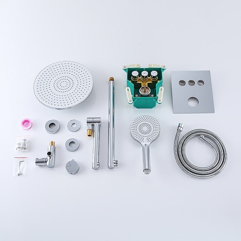 10 Inch Round Shower Faucets Sets3-Function Matte Black / Chrome Complete with Brass Shower Head and Solid Brass Handshower Mount Inside Rainfall Shower Head System 2025 - CAD $558.99 –P11