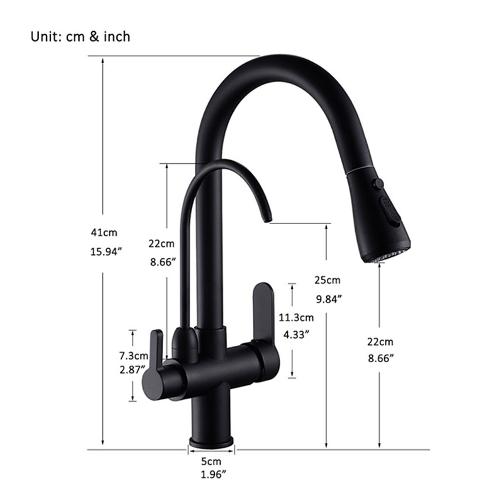 Kitchen Sink Mixer Faucet Pull Out Sprayer with Soap Dispenser 360 swivel Black Single Handle Brass Taps Pull Down Deck Mounted Hot Cold Water Hose Filter Tap 2025 - CAD $103.99 –P1