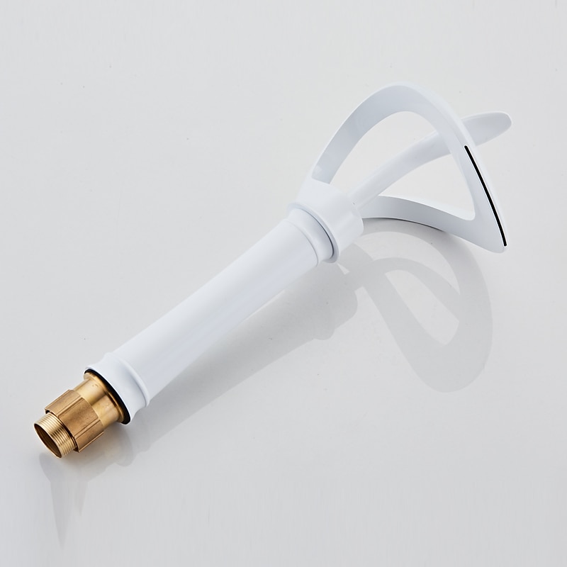 Bathroom Sink Faucet Waterfall Spout, Brass Mixer Basin Taps, Single Handle One Hole Bath Taps Painted Finishes Tall Body Modern Style 2025 - CAD $175.89 –P11