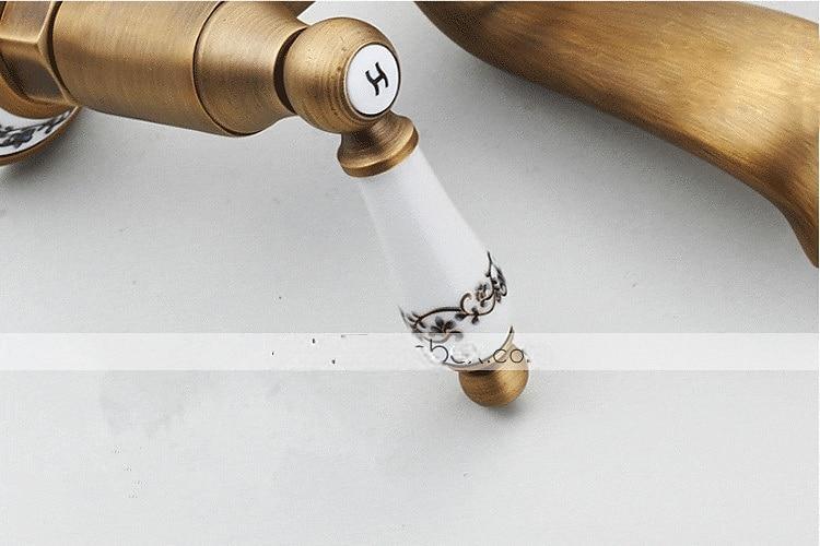 Shower Faucet Set - Rainfall Shower Vintage Style Antique Brass Mount Outside Ceramic Valve Bath Shower Mixer Taps 2025 - CAD $199.99 –P7
