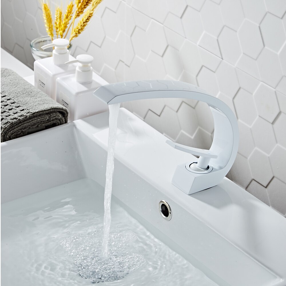 Bathroom Sink Mixer Faucet, Monobloc Washroom Brass Basin Taps Single Handle One Hole Deck Mounted, with Hot and Cold Hose, Chrome Oil-rubbed Bronze Brushed Golden Black Taps 2025 - CAD $87.99 –P4