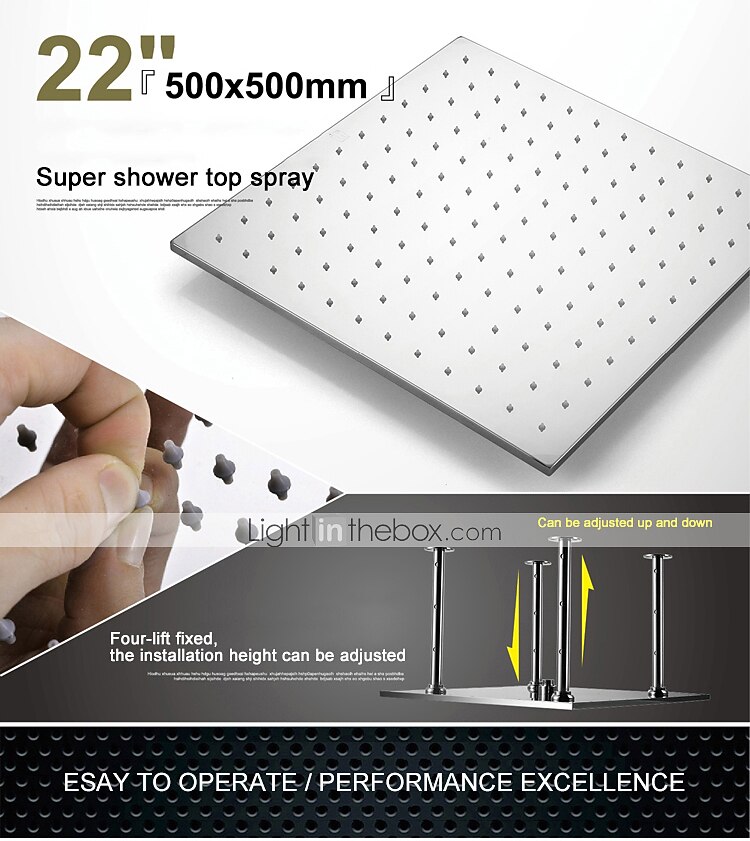 580*500 Chrome Shower Faucets Sets Complete with Stainless Steel Shower Head and Solid Brass Handshower Ceiling Mounted Rainfall Shower Head System Contain Shower Faucet Rough-in Valve Body and Trim 2025 - CAD $637.99 –P4