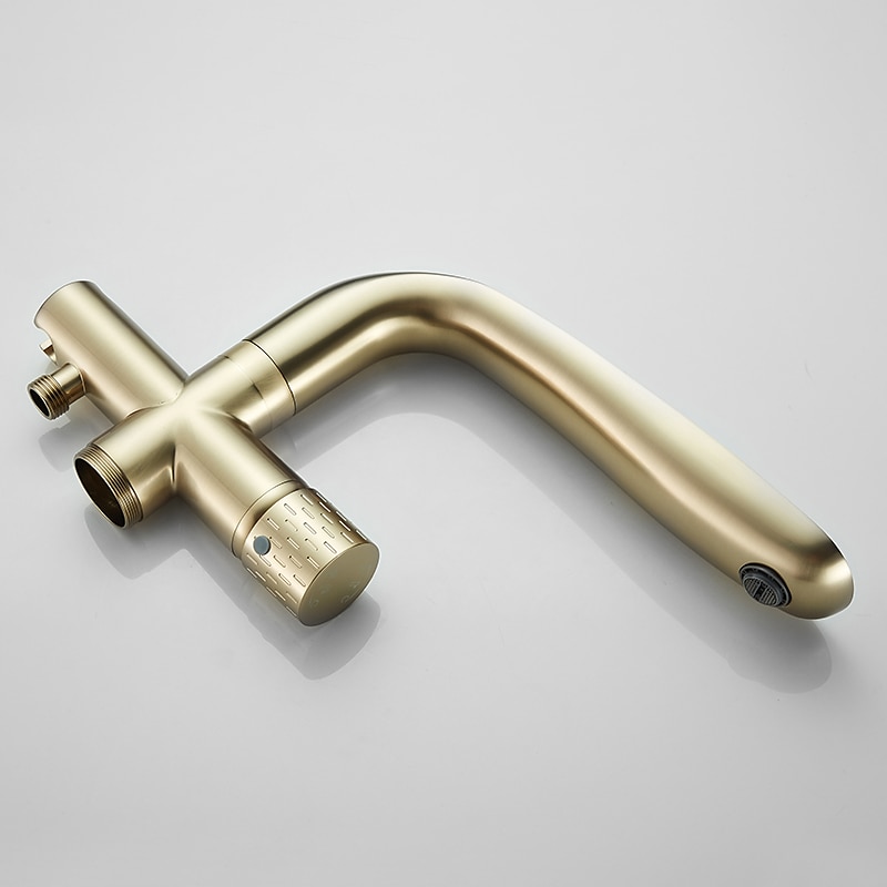 Bathtub Faucet Floor Mount Freestanding Tub Filler Brass High Flow Shower Faucets with Handheld Shower Mixer Taps Swivel Spout(Gun Grey/Brushed Golden) 2025 - CAD $398.99 –P3