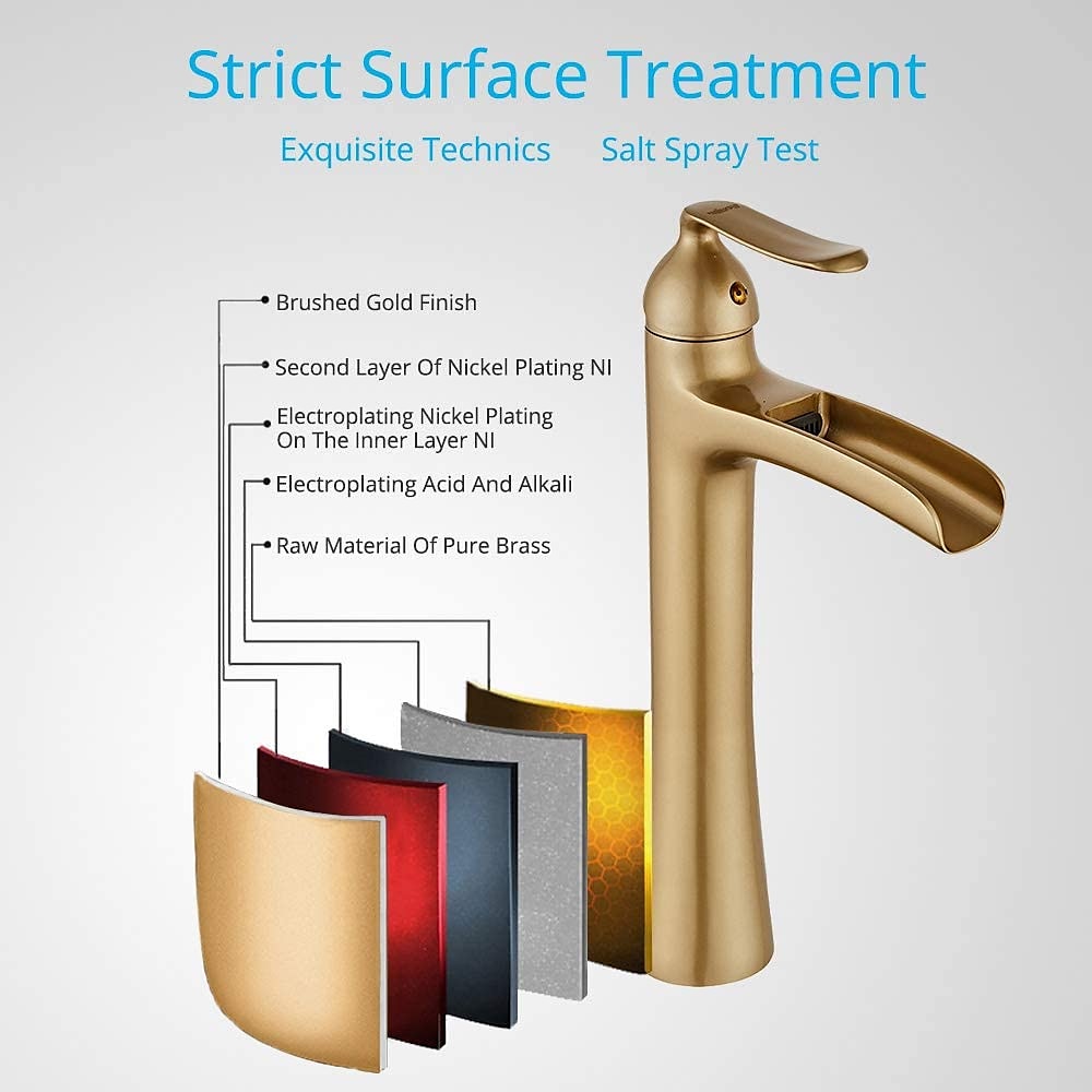 Waterfall Bathroom Faucet, Rustic Nickel Single Handle One Hole Brass Waterfall Bathroom Sink Faucet with Hot and Cold Water 2025 - CAD $127.99 –P2