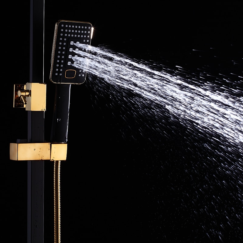 Shower System Faucet Set Wall Mounted 9 inch Rainfall Shower Head Handshower Handheld Sprayer with Holder Electroplated / Painted Finishes Mount Inside Ceramic Valve Bath Shower 2025 - CAD $328.99 –P17