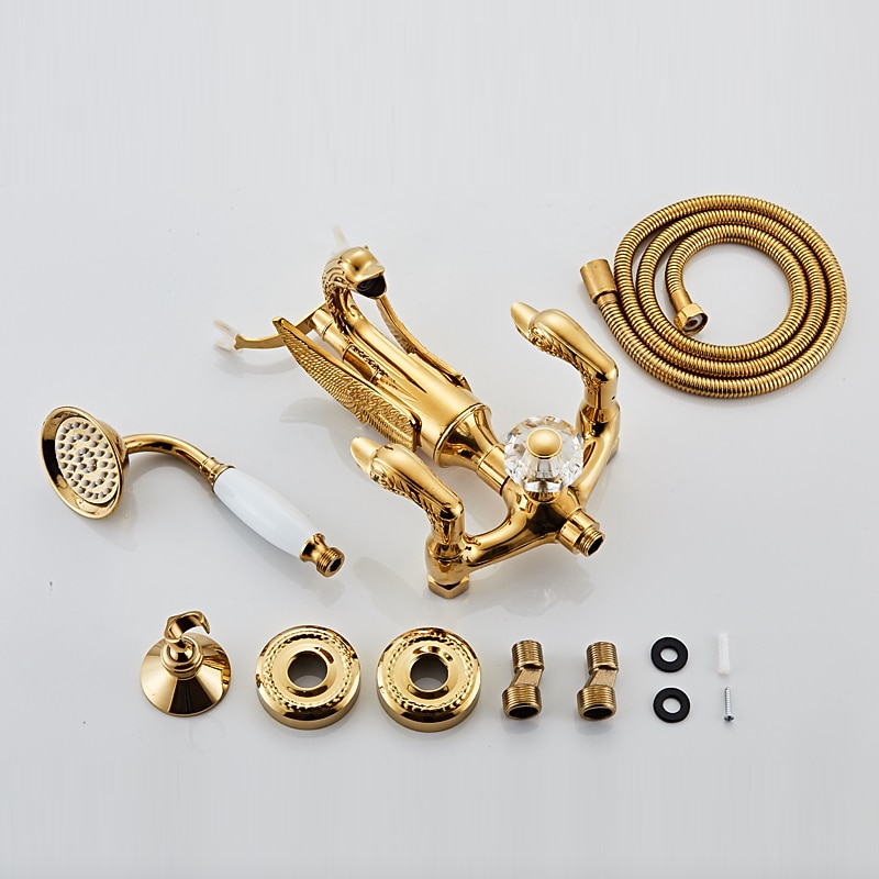 Bathtub Faucet - Retro Vintage Electroplated Wall Installation Brass Valve Bath Shower Mixer Taps 2025 - CAD $287.99 –P2