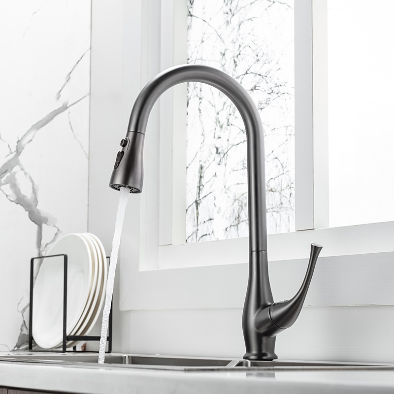 Kitchen Faucet with Pull-out SpraySingle Handle One Hole Nickel Brushed / Electroplated Pull-out / Pull-down / Standard Spout / Tall / High Arc Centerset 2025 - CAD $175.99 –P2