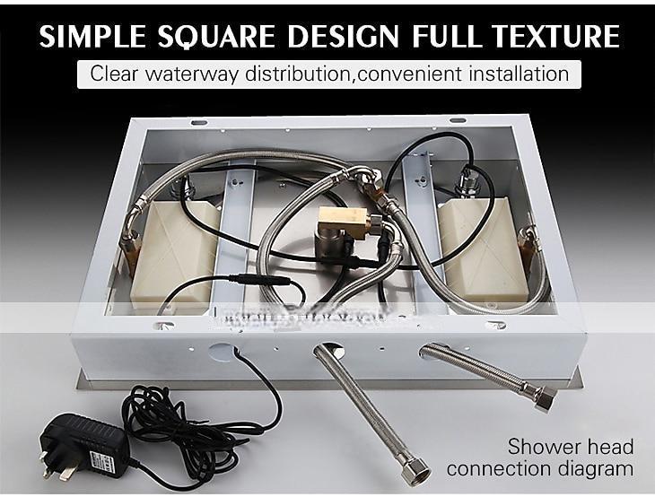 500*360 Chrome/3- Color LED Bathroom Faucets Rain Mixer Complete with Stainless Steel Rainfall Shower Head Ceiling Mounted Color Change By Water Temperature Hydor Power No Battery Needed 2025 - CAD $478.99 –P1